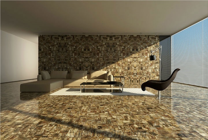 Petrified Wood Natural Brown Agate Stone Floor Panel