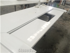 Snow White China Quartz Stone Kitchen Worktop / Countertop