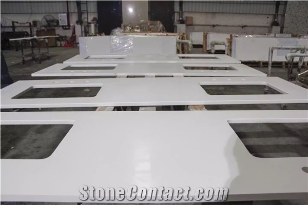 Snow White China Quartz Stone Kitchen Worktop / Countertop