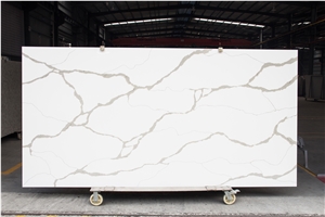 Solid Artificial Calacatta White Marble Quartz Stone