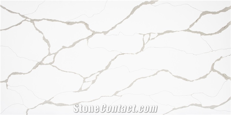 Solid Artificial Calacatta White Marble Quartz Stone