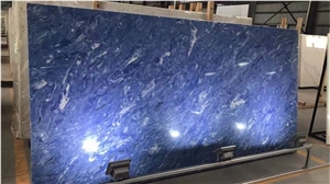 Solid Artificial Stone Sapphire Blue Slab