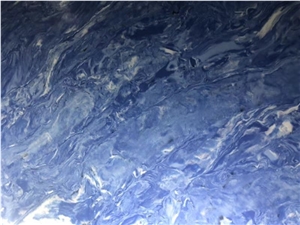 Solid Artificial Stone Sapphire Blue Slab