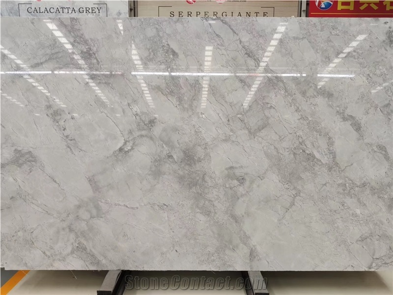 Statuario Silver Grey Marble Kitchen Slab / Interior Design