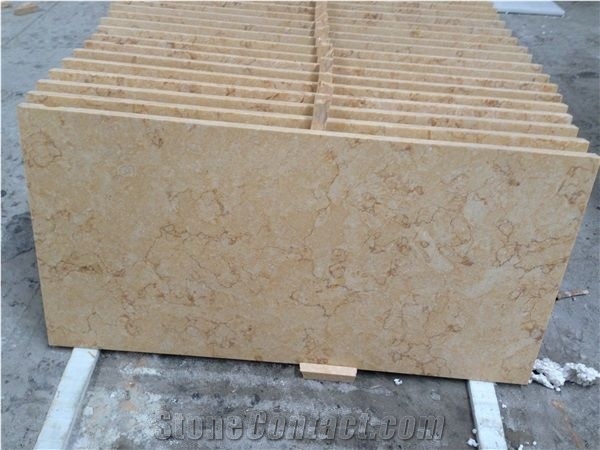 Sunny Beige Marble Tile Honed Exterior Wall Claddi