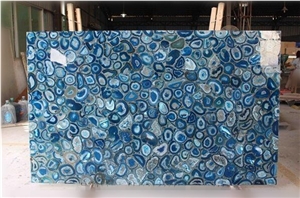 Translucent Backlit Blue Agatestone Slab Wall Decor