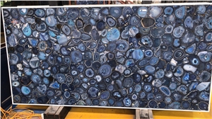 Translucent Backlit Blue Agatestone Slab Wall Decor