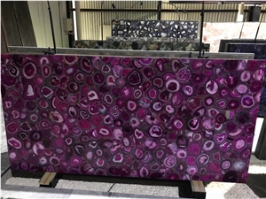 Translucent Elegance Purple Agate Stone Slab Backlit Wall