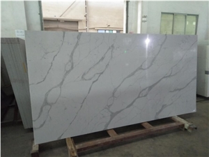 Wihite Calacatta Solid Surface Marble Quartz Stone Factory Slab