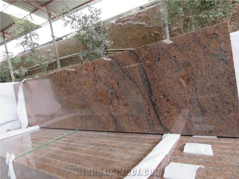 Multicolor Red Granite Polished Slabs Wall Tiles