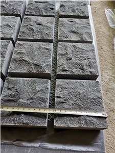 Natural Spilt Black Basalt Cobblestone on Mesh