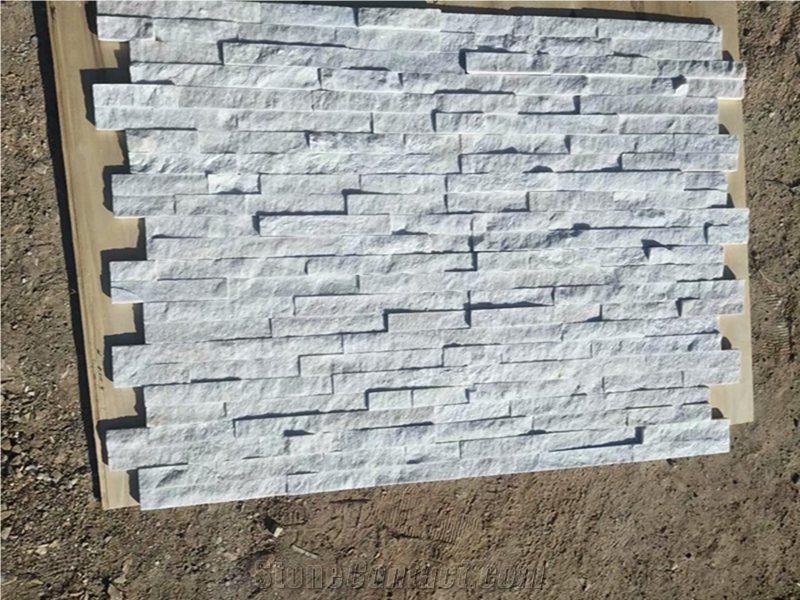 Natural White Quartzite Culture Stone Tiles Panels