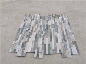 Yellow Green Quartzite Stone Veneer Feature Wall