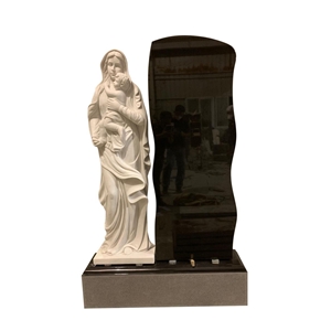 Ocean Beige Marble Maria and Jesus Statue Monument