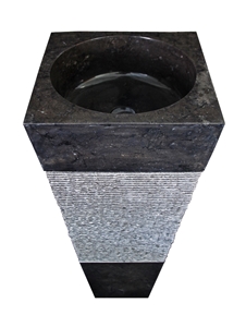 Pedestal Piramide Polish - Alur Marmo - Black