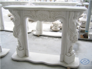 China Oriental White Marble Hand Carved Fireplace Mantel