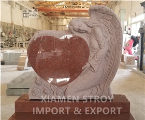 Usa Style Red Angel Heart Tombstone Monument