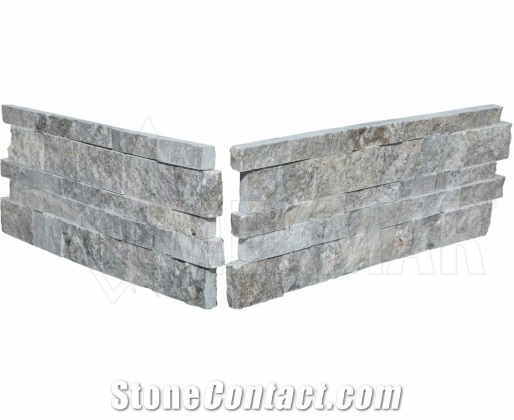 Silver Splitface Stacked Stone Corner from Atlanta