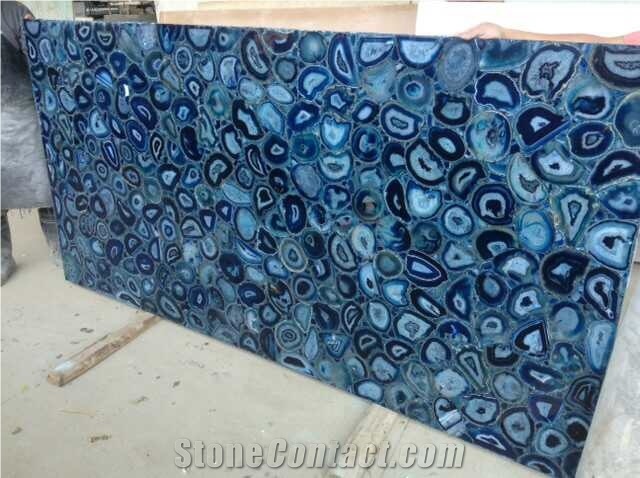 Blue Agate Semiprecious Stone Tiles