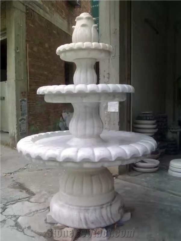 New White Marble Fountain Guangxi White Outdoor