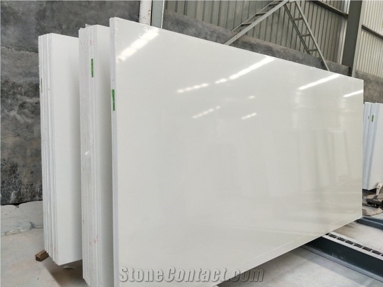 Pure White Quartz Artificial Stone Tiles Slabs