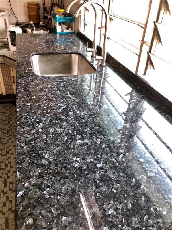 Silver Pearl Granite Prefab Kitchen Countertops