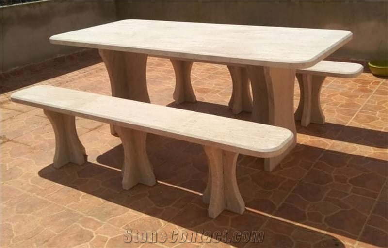 Natural Stone Table Set Exterior Furniture