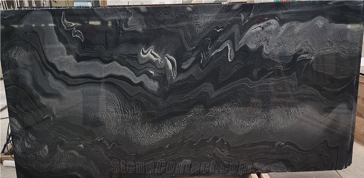 Tiles Slab Fantasy Black Wood Zebra Galaxy Marble