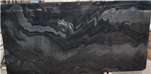 Tiles Slab Fantasy Black Wood Zebra Galaxy Marble