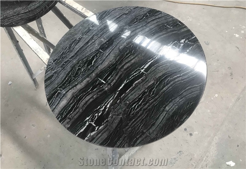 Black/Grey Silver Wave Marble Interior Table Tops