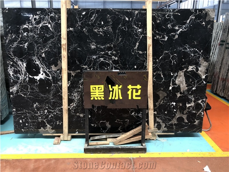 Black Ice Dapple Marble Slabs Floor Wall Tiles
