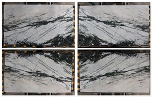 Calacatta Green Marble Bookmatch Slabs Tiles Decor