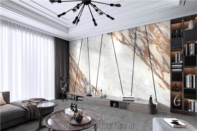 Calacatta Oro Gold Marble Slab Tile For Wall Floor