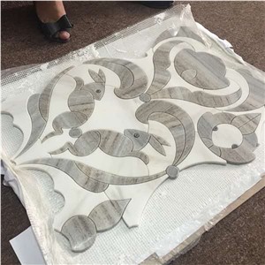Carrara White Marble Grey Water Jet Floor Tiles