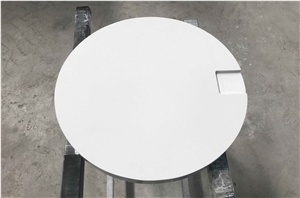 Custom White/Black/Grey Quartz Round Table Top