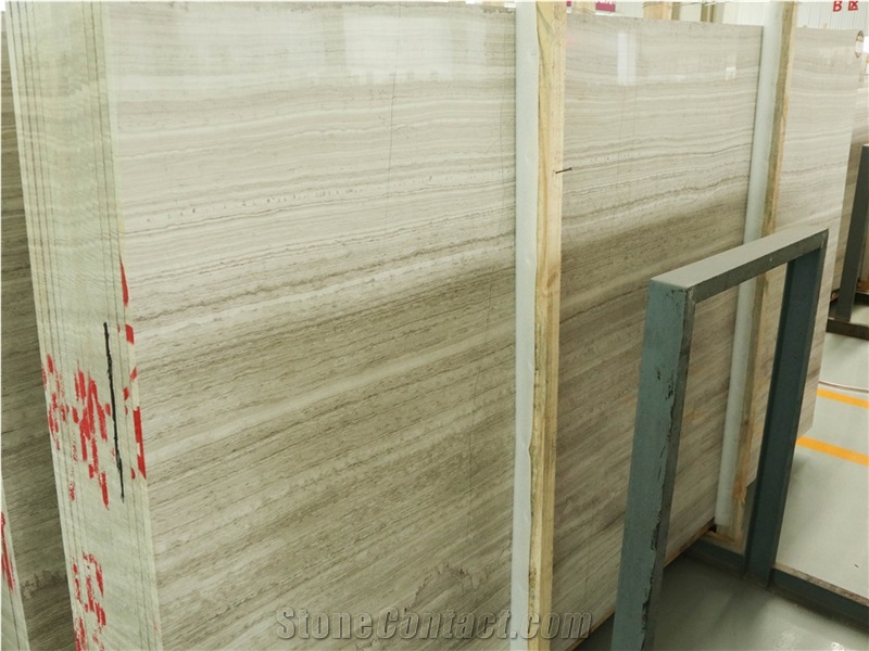 Perlino Bianco White Vein Wood Marble Slab Floor