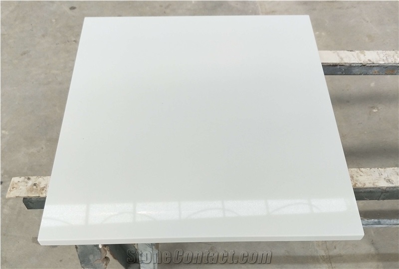 Pure Vivid White Quartz Table Top Hotel Countertop
