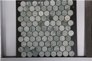 Round Shaped Green Marble Mosaic Floor Wall Tiles