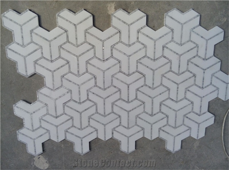 White Crystal White Marble Mosaic Tiles for Floor