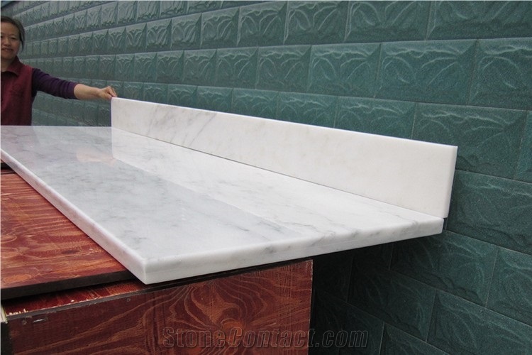 A Grade Polished Oriental White Marble Tops
