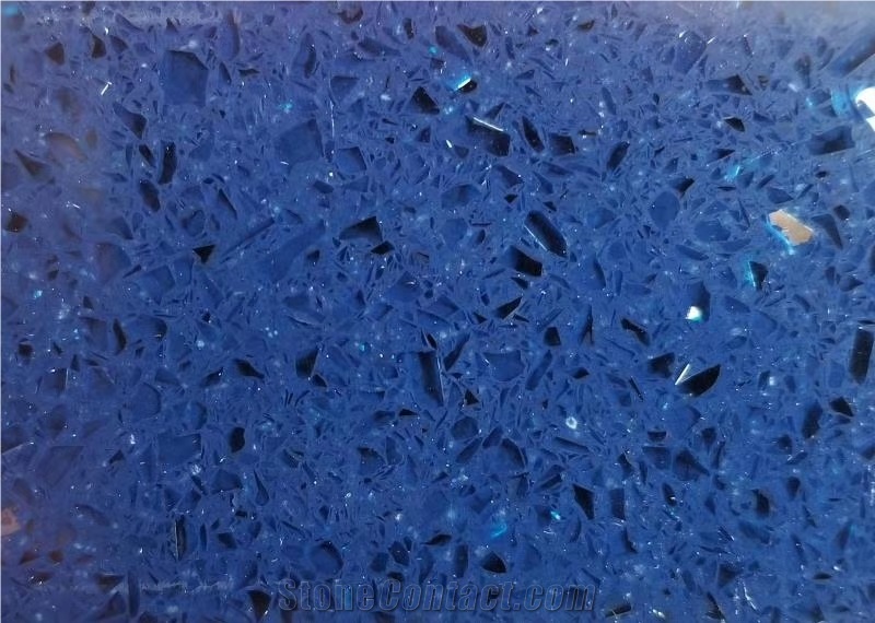 Blue Artificial Stone Polished Quartz Slab for Countertop