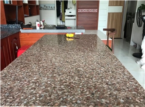 Brown Artificial Stone Polished Quartz for Countertop