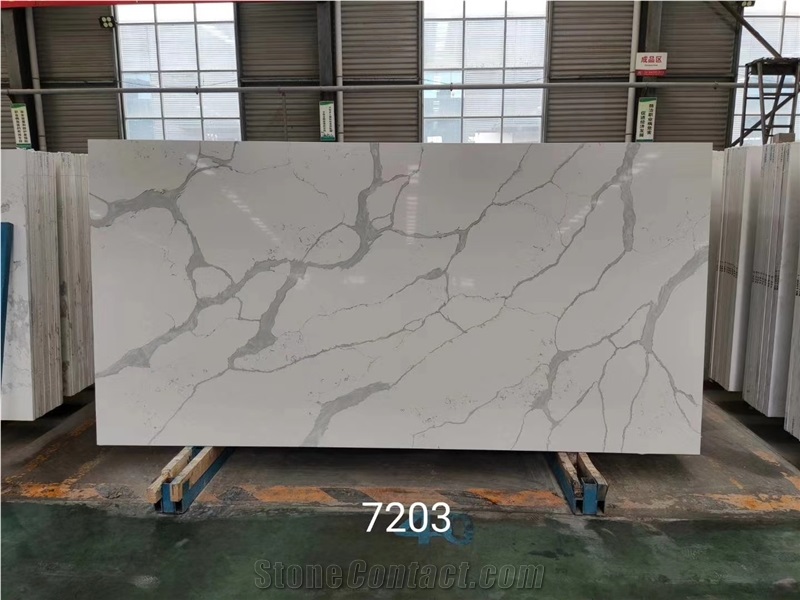Calacatta White Quartz Stone Polished Floor Tiles