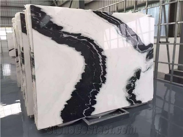 China Panda White Marble Polished Slab Tile