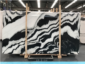 China Panda White Marble Polished Slab Tile