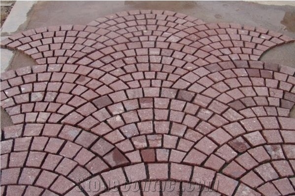 China Red Porphyry Bushhammered Pavers Floor Tile