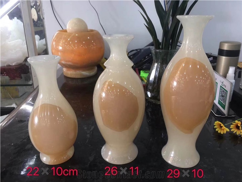 China White Onyx Polished Flower Arranging Vase