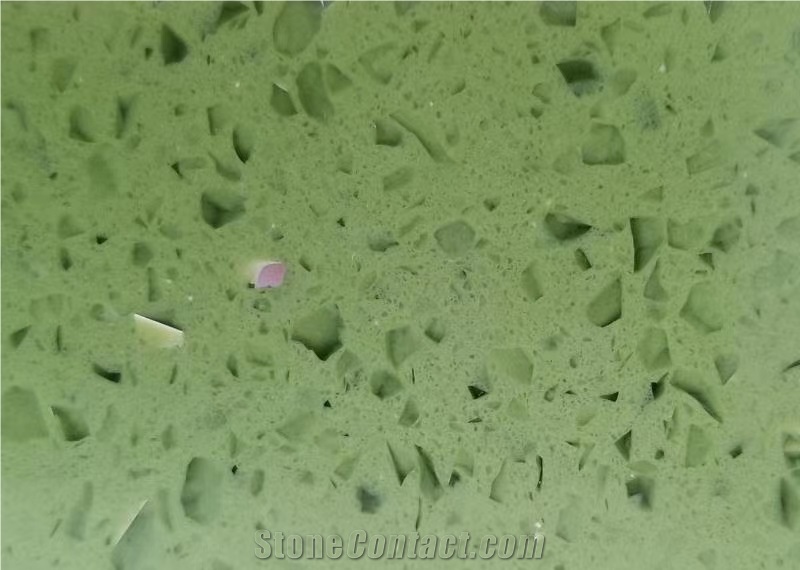Green Artificial Stone Polished Quartz for Countertop