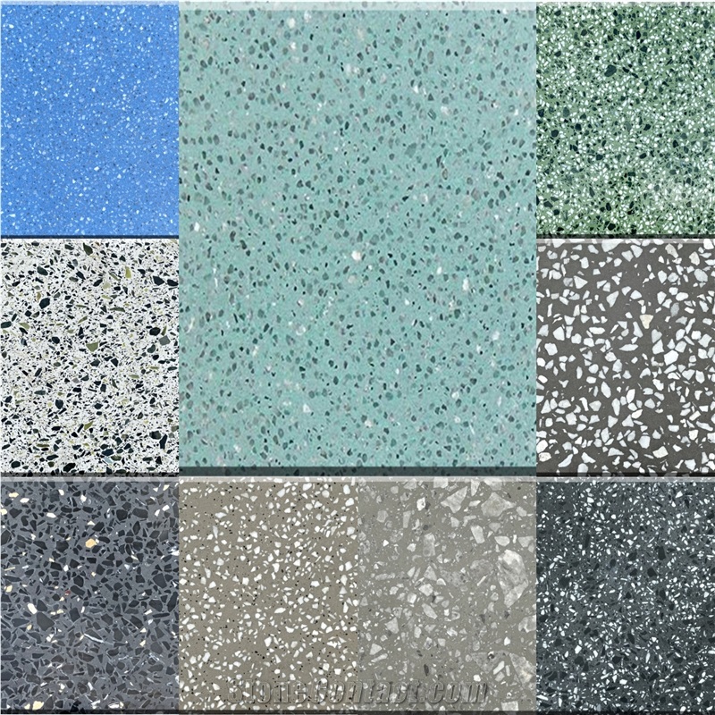 Green Terrazzo Artificial Polished Floor Tiles