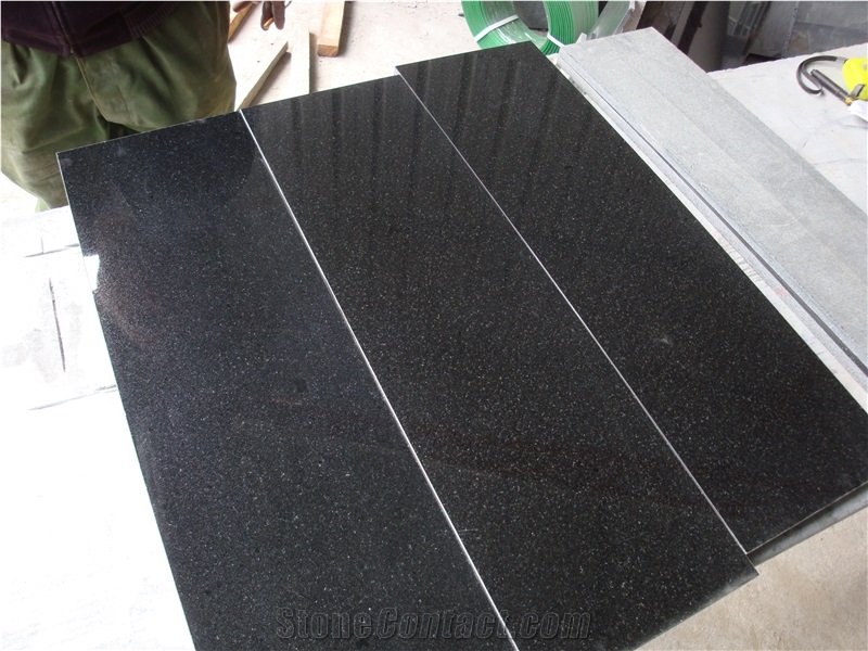 India Black Star Galaxy Granite Polished Tile Slab